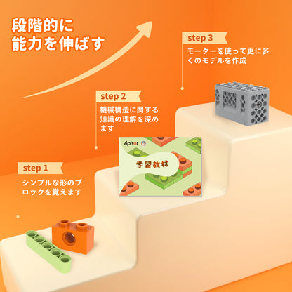Apitor Robot E 収納ケース付き 14-in-1  レゴ互換  モーター付きブロックセット 知育玩具 ブロックおもちゃ  機械ロボット 誕生日  夏休み 子供の日 男の子 女の子 小学生 8歳+ 組み立て積み木 クリスマスプレゼント