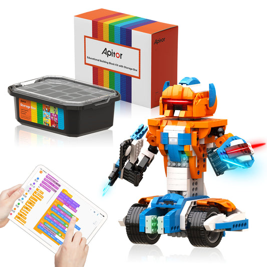 Apitor Robot X 収納ケース付き 12 in 1 プログラミング ロボット  おもちゃ  STEM 教育 リモコン玩具 小学生プログラミング 入門 Scratch 3.0 ラジコン 男の子 女の子 子供の日 誕生日 入学祝い  8歳+ クリスマスプレゼント