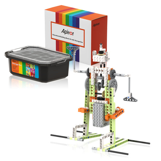 Apitor Robot E 収納ケース付き 14-in-1  レゴ互換  モーター付きブロックセット 知育玩具 ブロックおもちゃ  機械ロボット 誕生日  夏休み 子供の日 男の子 女の子 小学生 8歳+ 組み立て積み木 クリスマスプレゼント