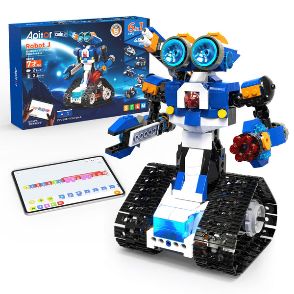 Apitor Robot J 6種類のロボットを組み立てて遊べる小学生向けプログラミングロボット・Scratch Jr対応・7歳以上の男の子・女の子への誕生日・クリスマスプレゼント