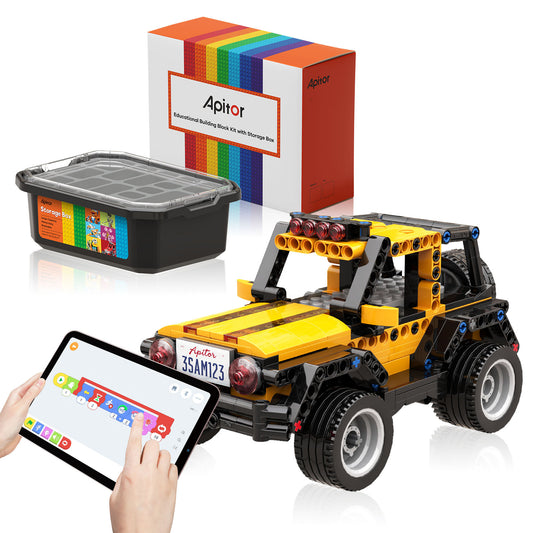 Apitor Robot R 収納ケース付き プログラミングロボットキット 子供のおもちゃ STEM教育ビルディングブロック 4-in-1リモコン玩具 小学生プログラミング入門 キッズのラジコン知育玩具 6歳以上 子供の日 誕生日プレゼント クリスマスプレゼント