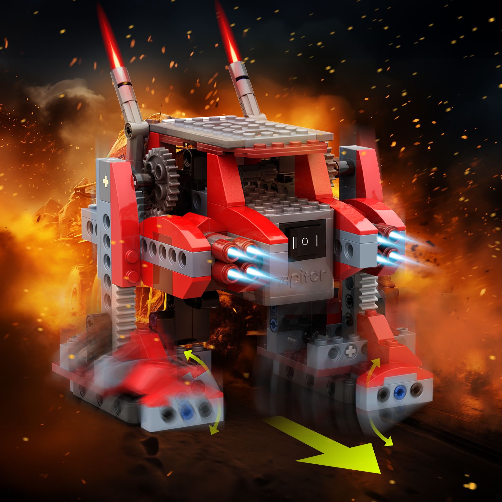 Apitor Robot B 8-in-1 男の子向けのモーター付きロボット 6+